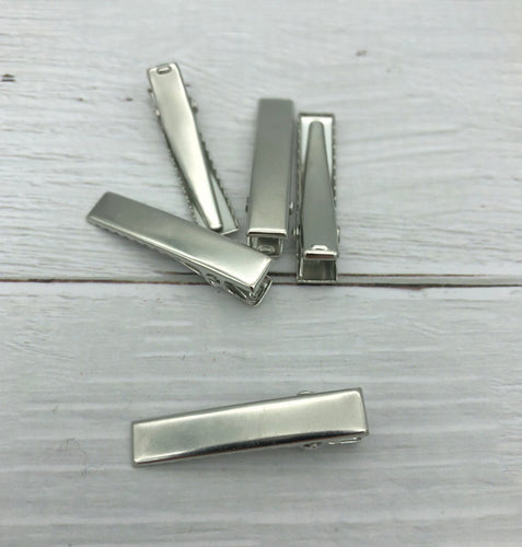 SILVER - 34mm PREMIUM Strong Flat Alligator Clips (with teeth)