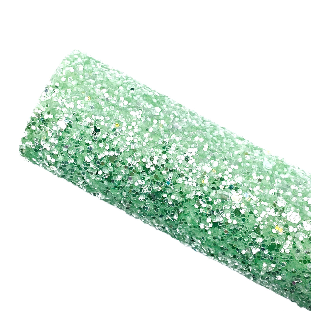 GREEN APPLE FIZZ - Chunky glitter fabric