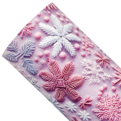 PINK SNOWFLAKE EMBROIDERY (A4 sheet) - READY TO SHIP Custom Printed Leather