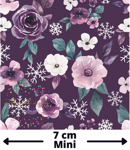 SUGAR PLUM SNOWFLAKE FLORAL DARK PURPLE (Mini Scale) - Cotton Woven Fabric