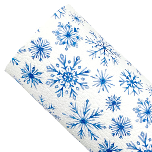 WATERCOLOUR SNOWFLAKES (A4 sheet) - READY TO SHIP Custom Printed Leather