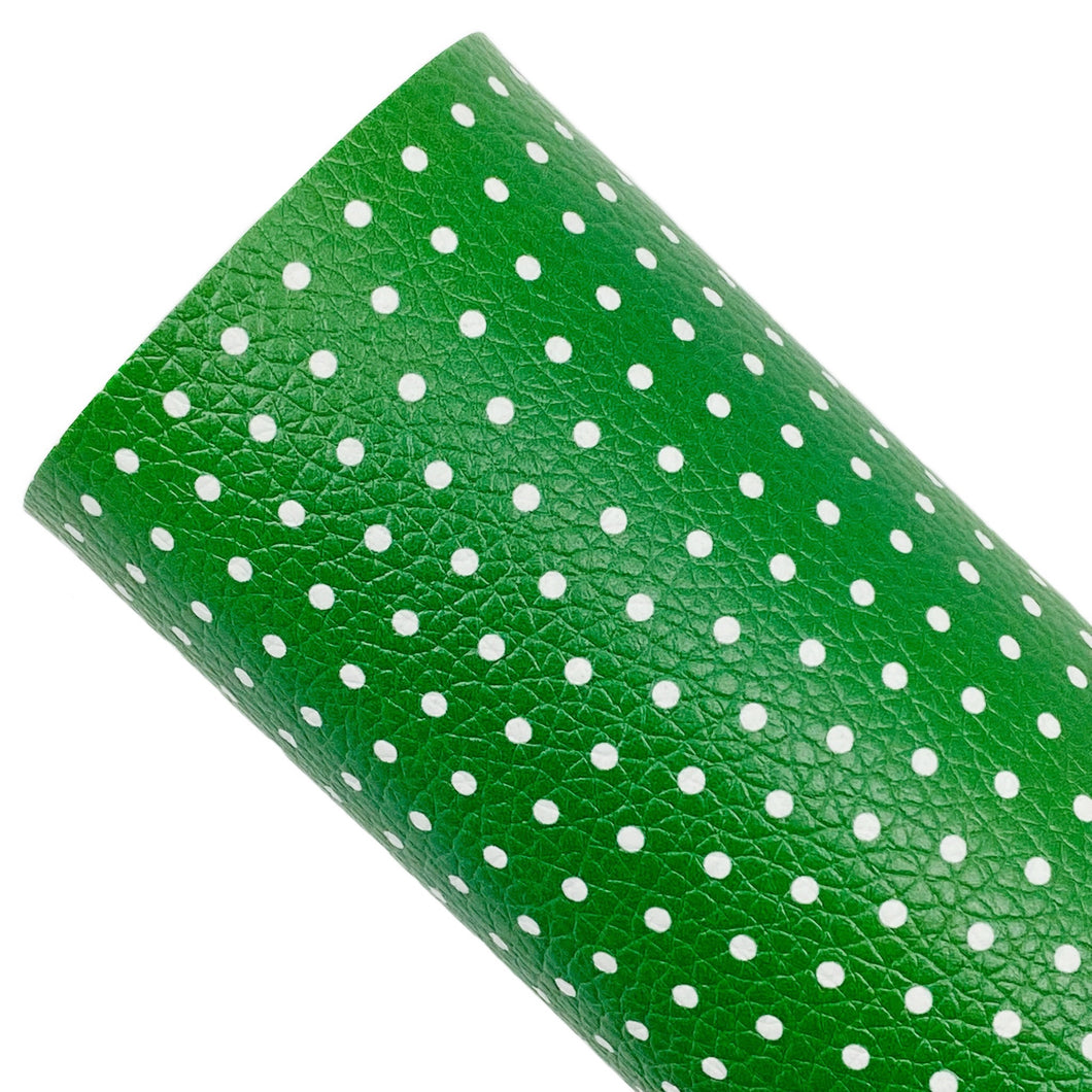 GREEN CHRISTMAS DOTS (A4 sheet) - READY TO SHIP Custom Printed Leather