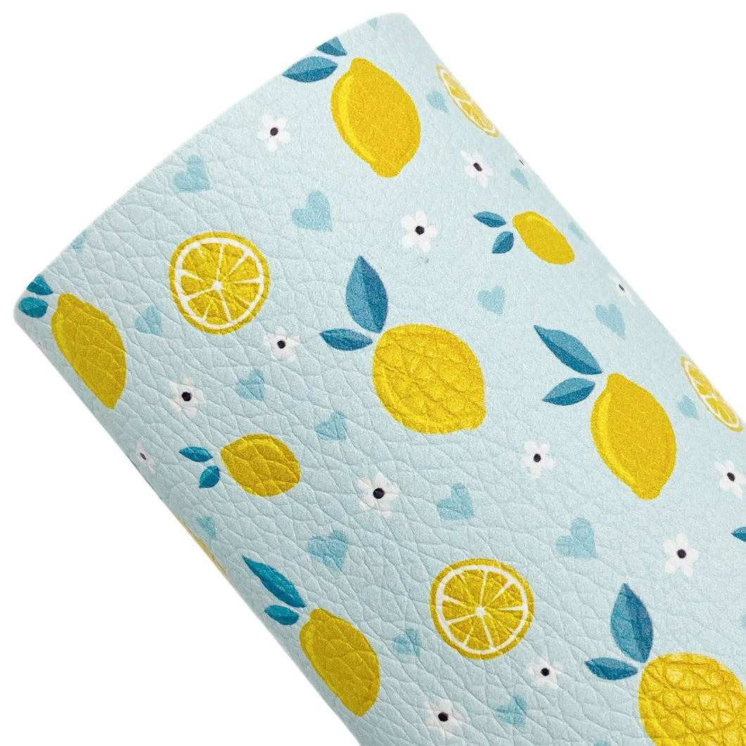LEMON SQUEEZY HEARTS BLUE (A4 sheet) - Custom Printed Leather