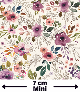 AUTUMN AMETHYST BOHO FLORAL CREAM (Mini Scale) - Cotton Woven Fabric