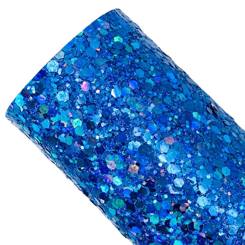 BLUE BLING - Chunky glitter fabric