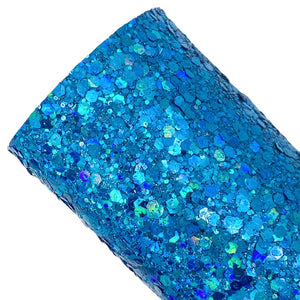 BRIGHT BLUE BLING - Chunky glitter fabric