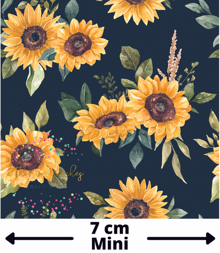 FELICITY SUNFLOWERS NAVY BLUE (Mini Scale) - Cotton Woven Fabric