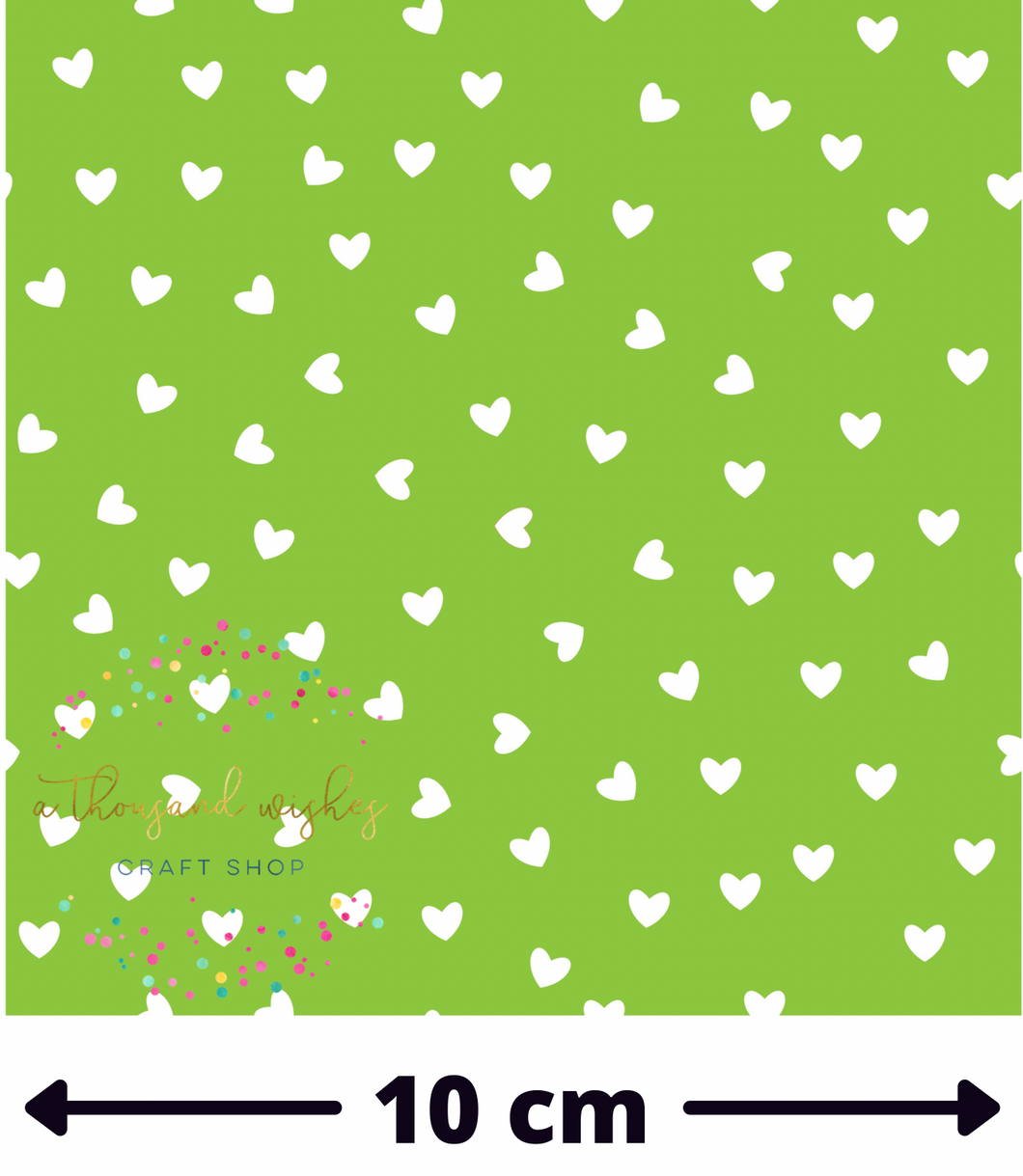 GREEN SCATTERED HEARTS - Mini Scale