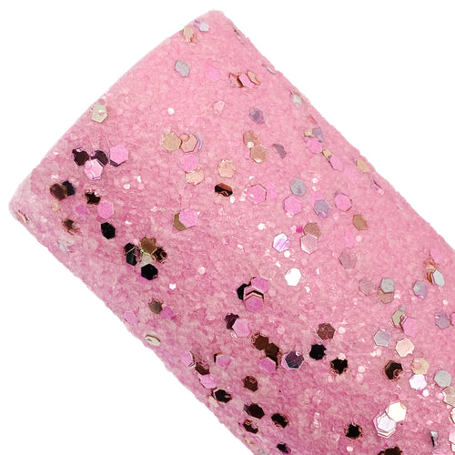 PINK WISHES - Chunky glitter fabric