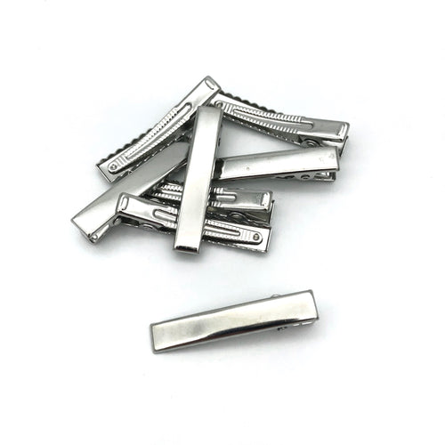SILVER - 40mm PREMIUM Strong Flat Alligator Clips (with teeth)
