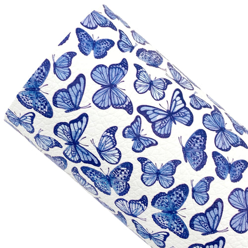 BLUE BUTTERFLIES - Custom Printed Leather