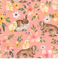 [CATE & RAINN] FLORAL BUNNIES & CHICKS PINK - Bunnies Collection