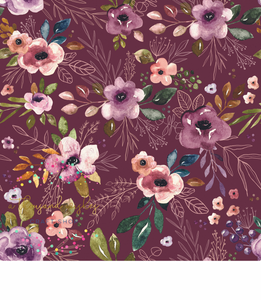 [CATE & RAINN] AUTUMN AMETHYST BOHO FLORAL MERLOT - Autumn Amethyst Collection