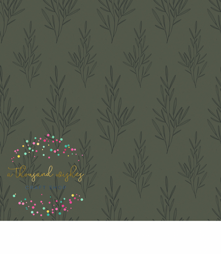 [CATE & RAINN] AUTUMN AMETHYST INKED SPRIG FOREST GREEN - Autumn Amethyst Collection