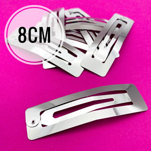 SILVER - 80mm Rectangle Snap Clips (10pcs)
