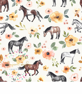 [CATE & RAINN] HORSES CREAM - Sunrise Floral Collection