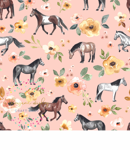 [CATE & RAINN] HORSES PINK - Sunrise Floral Collection