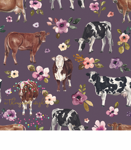 [CATE & RAINN] AUTUMN AMETHYST COW FLORAL PURPLE - Autumn Amethyst Collection