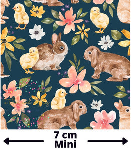 [CATE & RAINN] FLORAL BUNNIES & CHICKS NAVY - Bunnies Collection