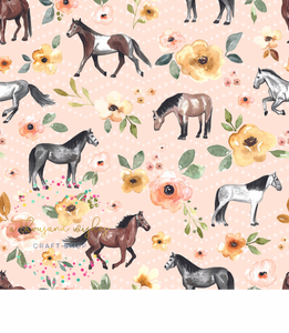 [CATE & RAINN] HORSES PINK DOTS - Sunrise Floral Collection