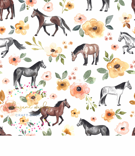 [CATE & RAINN] HORSES WHITE - Sunrise Floral Collection