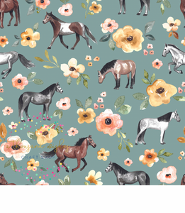 [CATE & RAINN] HORSES COUNTRY BLUE - Sunrise Floral Collection