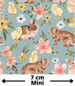 [CATE & RAINN] FLORAL BUNNIES & CHICKS BLUE - Bunnies Collection