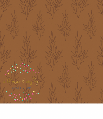 [CATE & RAINN] AUTUMN AMETHYST INKED SPRIG BROWN - Autumn Amethyst Collection