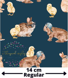 [CATE & RAINN] COOL BUNNIES & CHICKS NAVY - Bunnies Collection