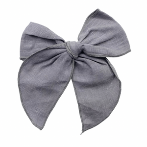 SILVER GREY LINEN - Pre-tied Fabric Bow