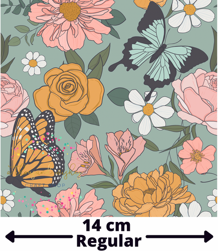 CLAIRE BRIGHT BUTTERFLY FLORAL - Cotton Woven Fabric