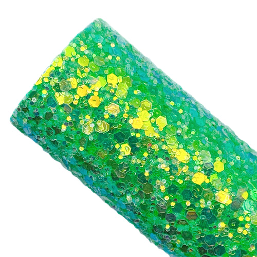 GREEN ICE - Chunky glitter fabric