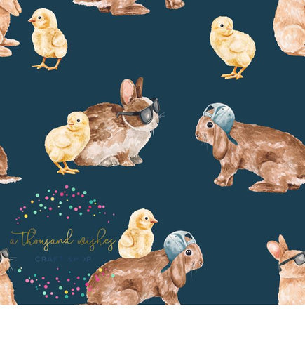 [CATE & RAINN] COOL BUNNIES & CHICKS NAVY - Bunnies Collection