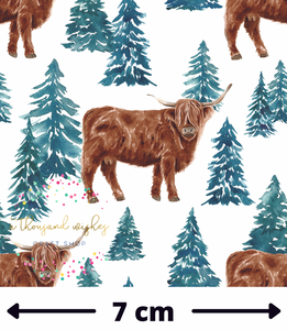 [CATE & RAINN] CHRISTMAS HIGHLAND COW WITH TREES - Mini Scale