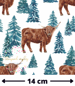 [CATE & RAINN] CHRISTMAS HIGHLAND COW WITH TREES - Regular Scale