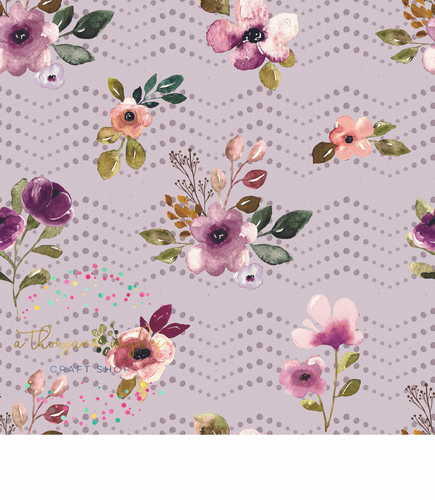 [CATE & RAINN] AUTUMN AMETHYST FLOWERS & DOTS LILAC - Autumn Amethyst Collection