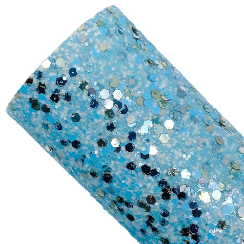 BLUE WISHES - Chunky glitter fabric