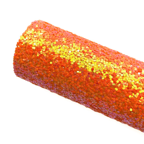 ELECTRIC ORANGE - Chunky glitter fabric